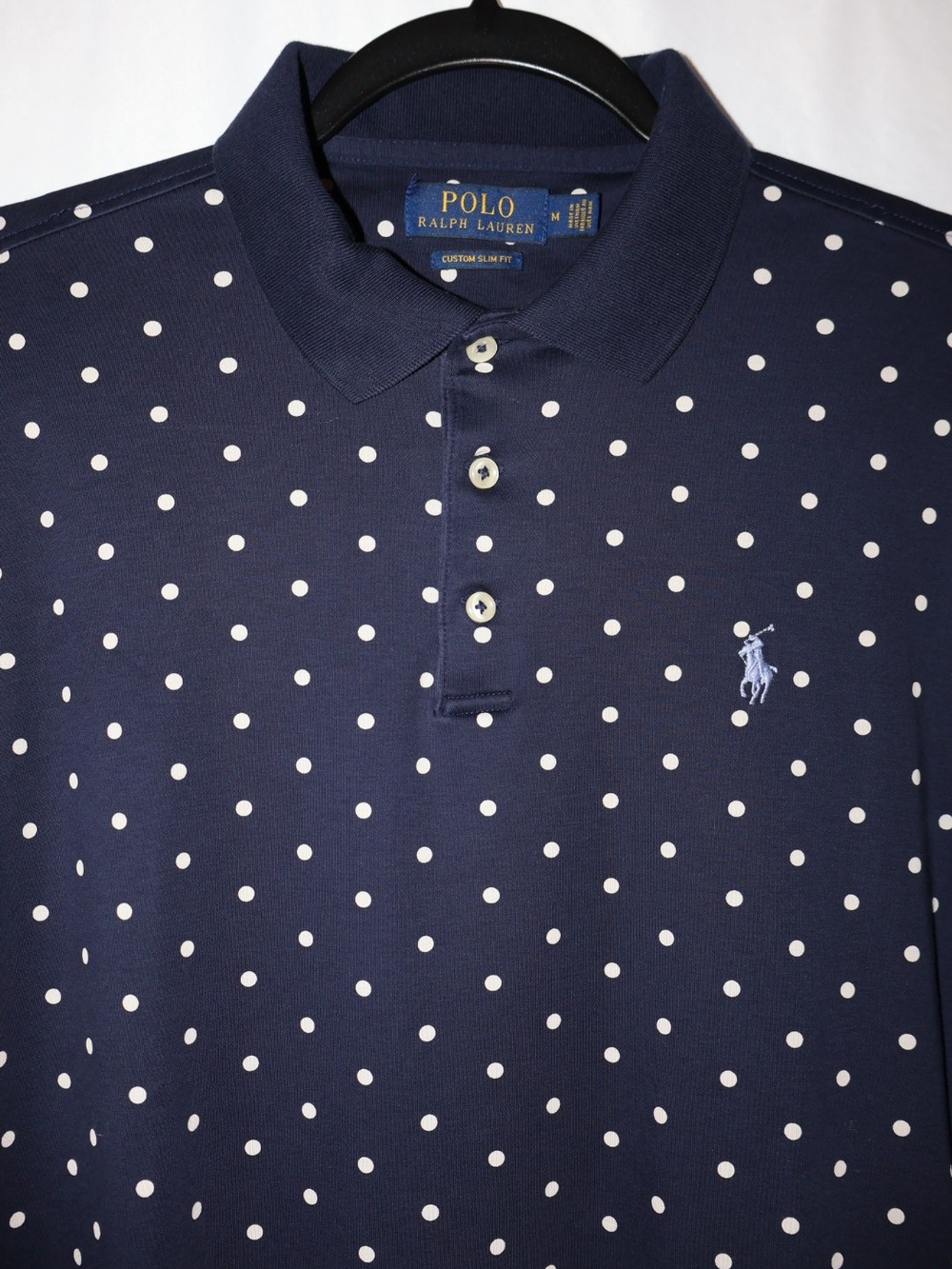 Polo by Ralph Lauren Navy Polo Shirt with White Polka Dots - Picture 3 of 3